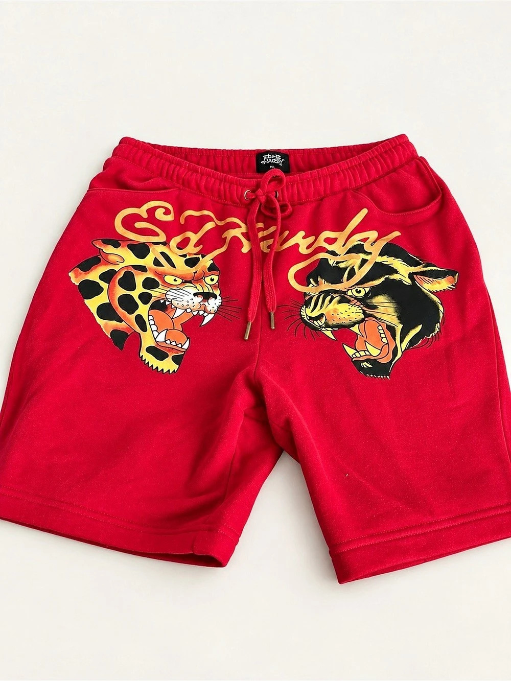 Ed Hardy Panther Jaguar Fleece Short Men's Red & Black Shorts
